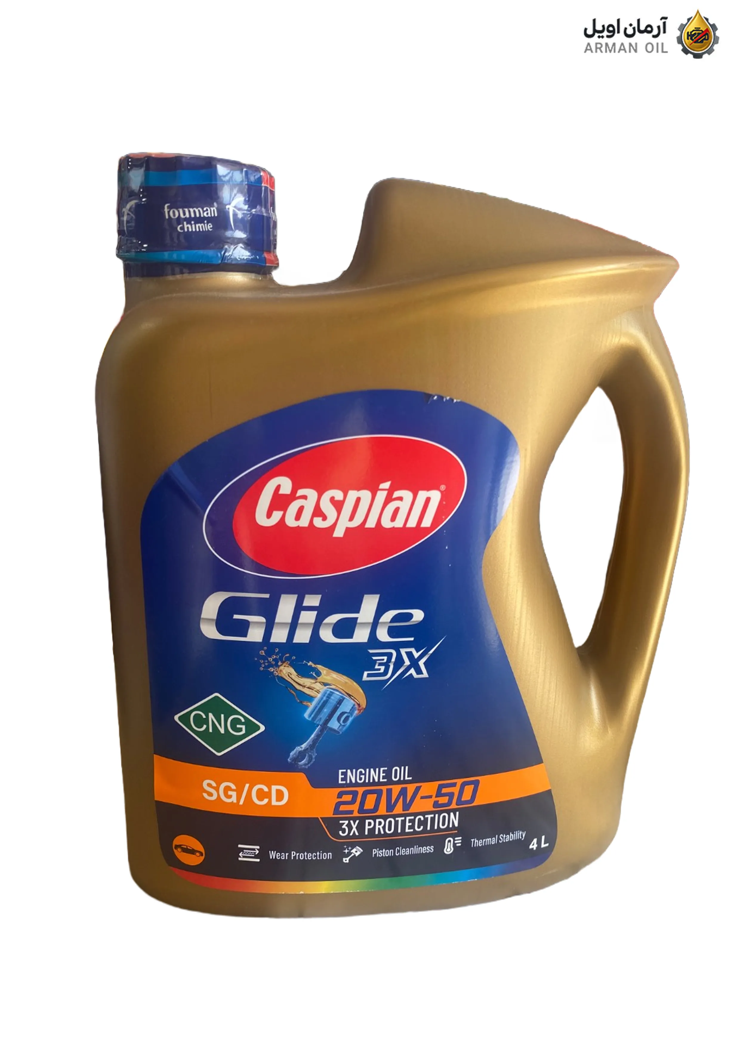 روغن موتور گلاید دوگانه سوز 20w50CNG SG/CD کاسپین 4 لیتری 6 عددی